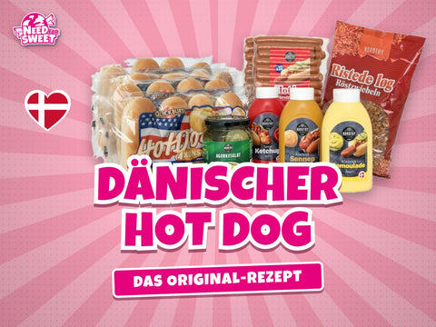 Dänischer Hot Dog – Zutaten-Set mit Pølser, Remoulade, Röstzwiebeln und Gurken