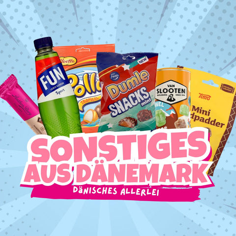 Dänische verschiedene Produkte Süßigkeiten und Getränke