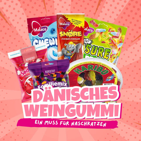 Weingummi in Tüten und Dosen aus Dänemark