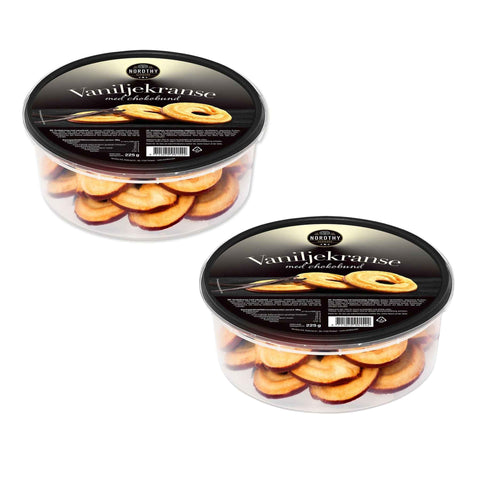 Dänische Vanillekränze mit Schokoladenboden Doppelpack (2x 225g) – Gebäck-Set aus Dänemark