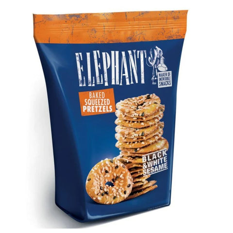 Elephant Squeezed Pretzels Black & White Sesame 180g