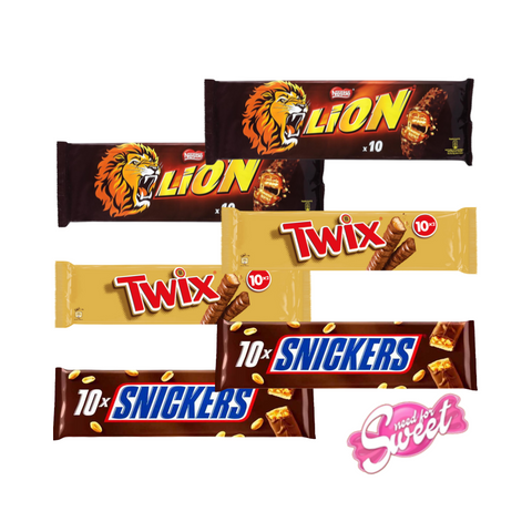 2x lion, 2x snickers, 2 twix Riegel Set (je 2x 10 Riegel)